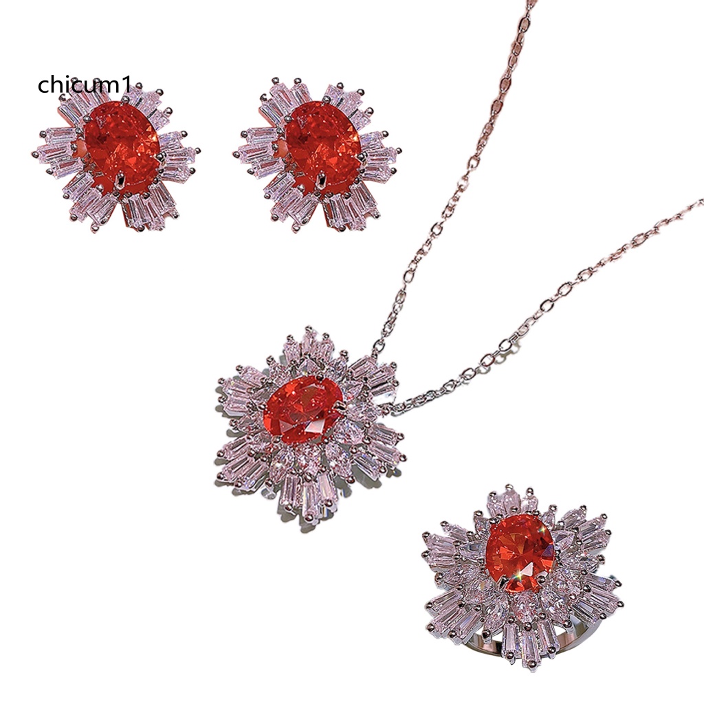 Bộ Vòng cổ + Nhẫn + Bông Tai Đính Đá Sang Trọng