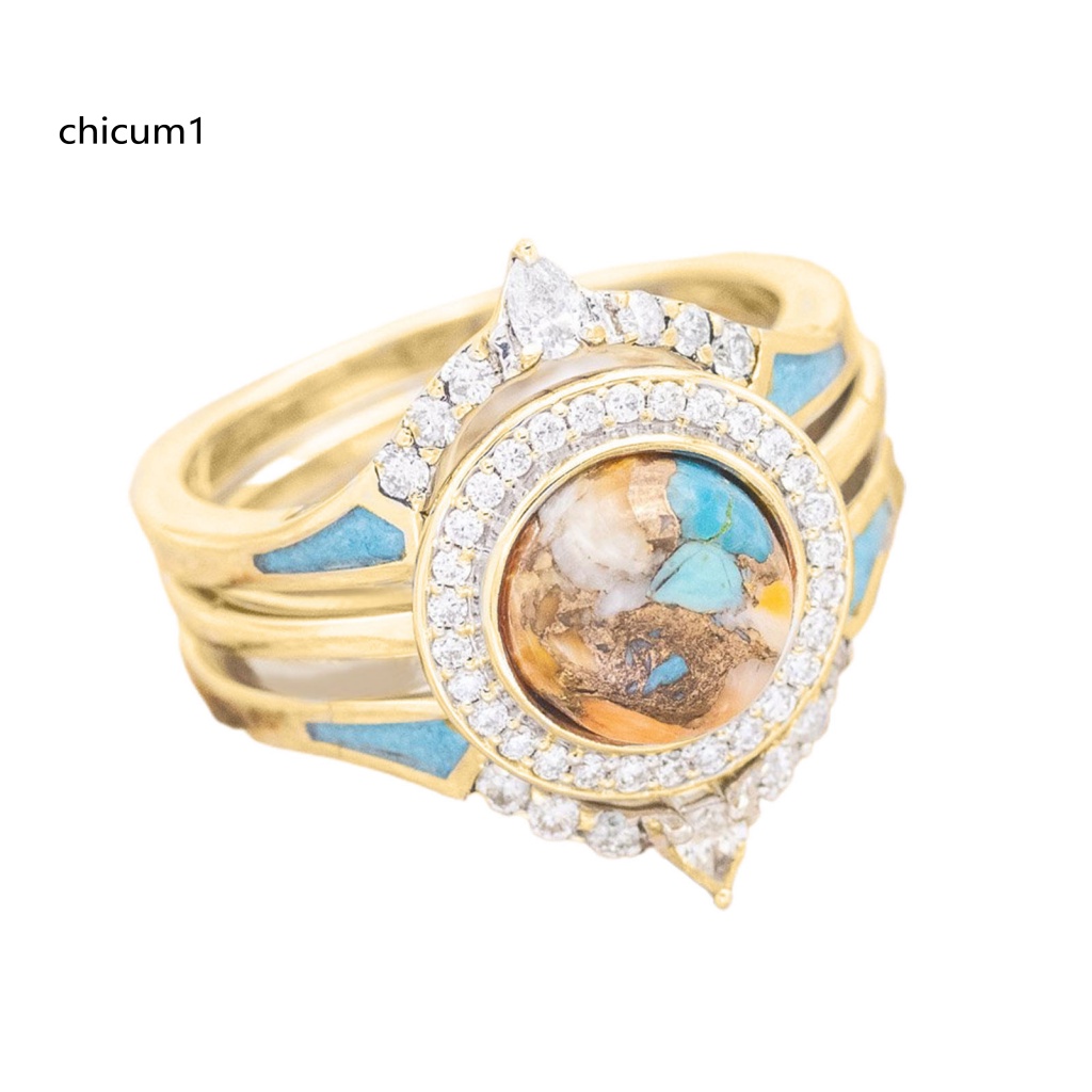 Set 3 Nhẫn Đính Đá Phong Cách Bohemian Dành Cho Nữ