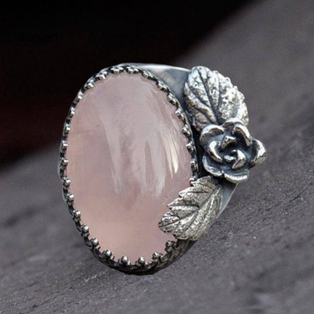 Nhẫn Hợp Kim Chạm Khắc Hoa Lá Đính Đá Phong Cách Cổ Điển Cho Nữ