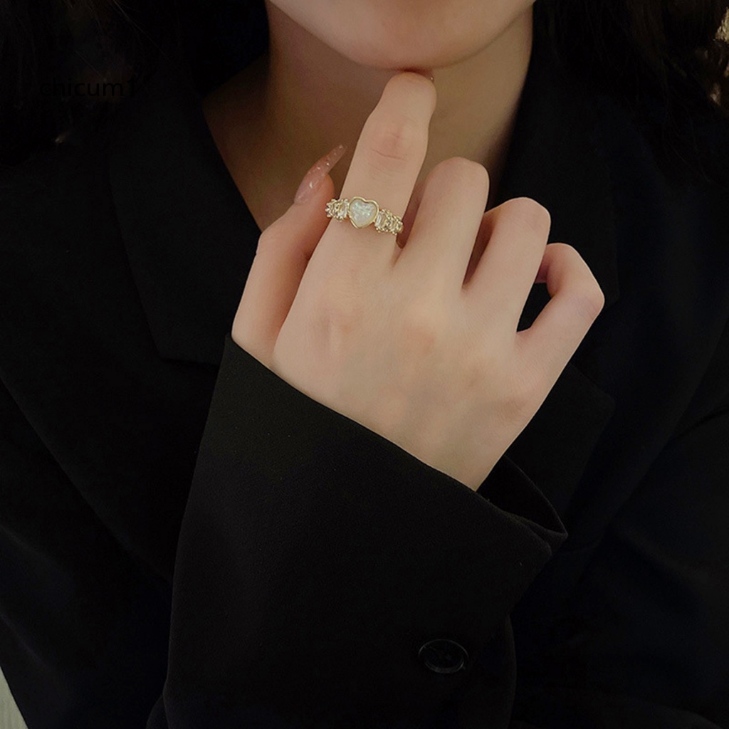 Nhẫn Hở Hình Trái Tim Đính Đá Pha Lê Nhân Tạo Thời Trang Cho Nữ