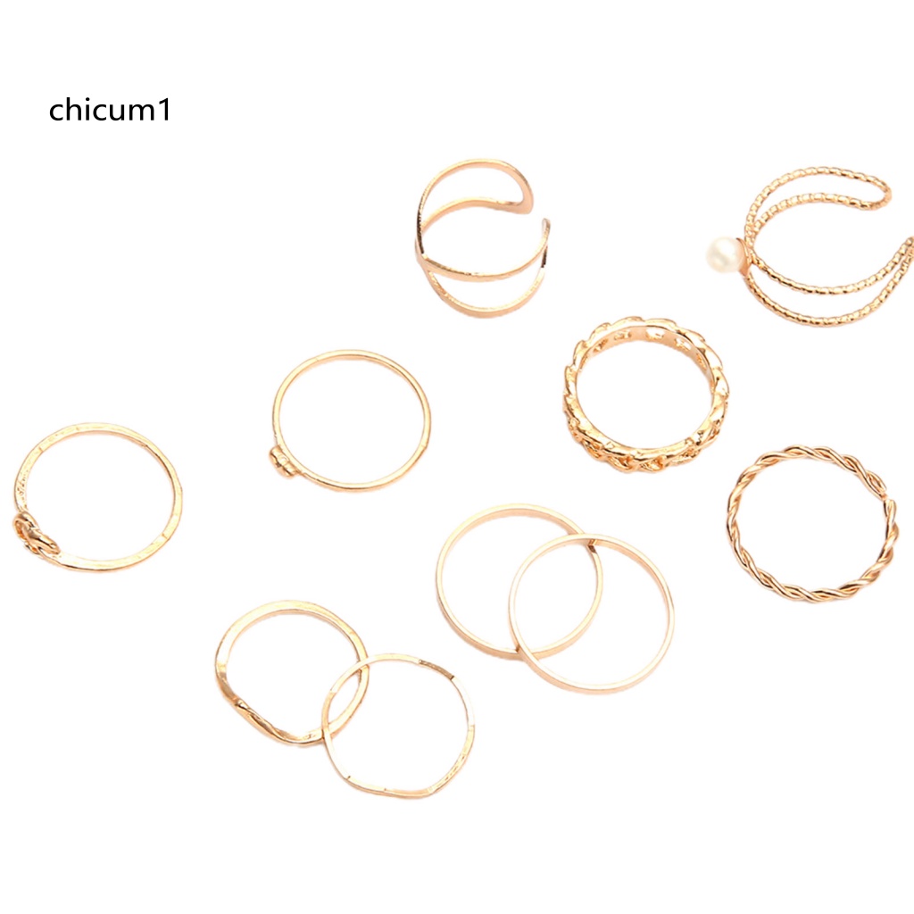 Set 10 Nhẫn Đeo Khớp Ngón Tay Phong Cách Vintage Cho Nữ
