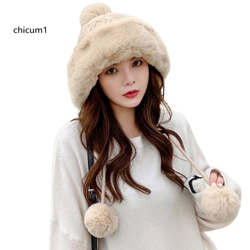 Mũ Dệt Kim Dày Dặn Màu Sắc Tinh Khiết Thời Trang Thu Đông Cho Nữ