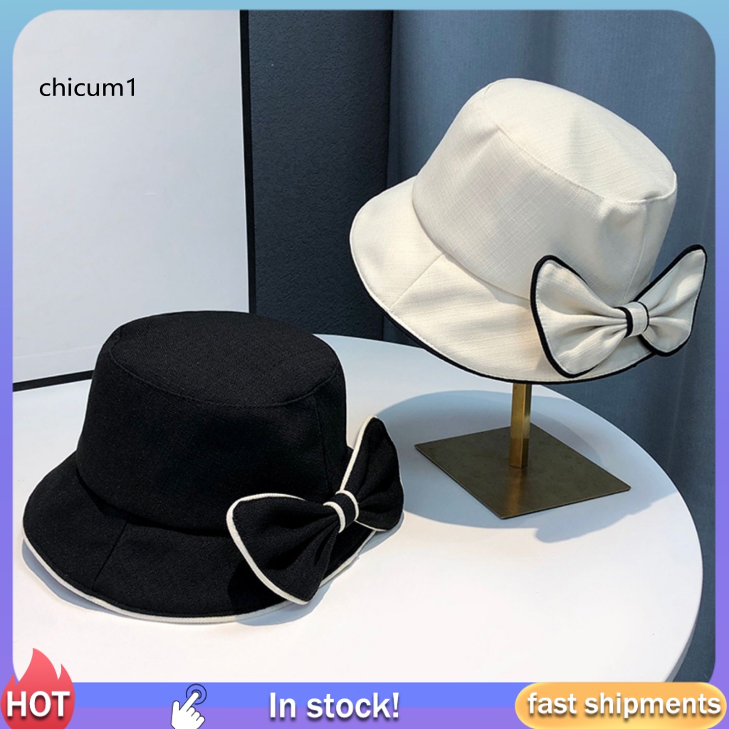 Nón Tai Bèo Chống Nắng Mềm Mại Thoáng Khí Thắt Nơ Màu Tương Phản Trang Trí Thanh Lịch Dành Cho Bạn Nữ