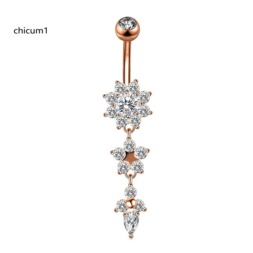 Khuyên RốN HìNh Hoa BằNg ThéP Không Gỉ ĐíNh Đá Xinh XắN