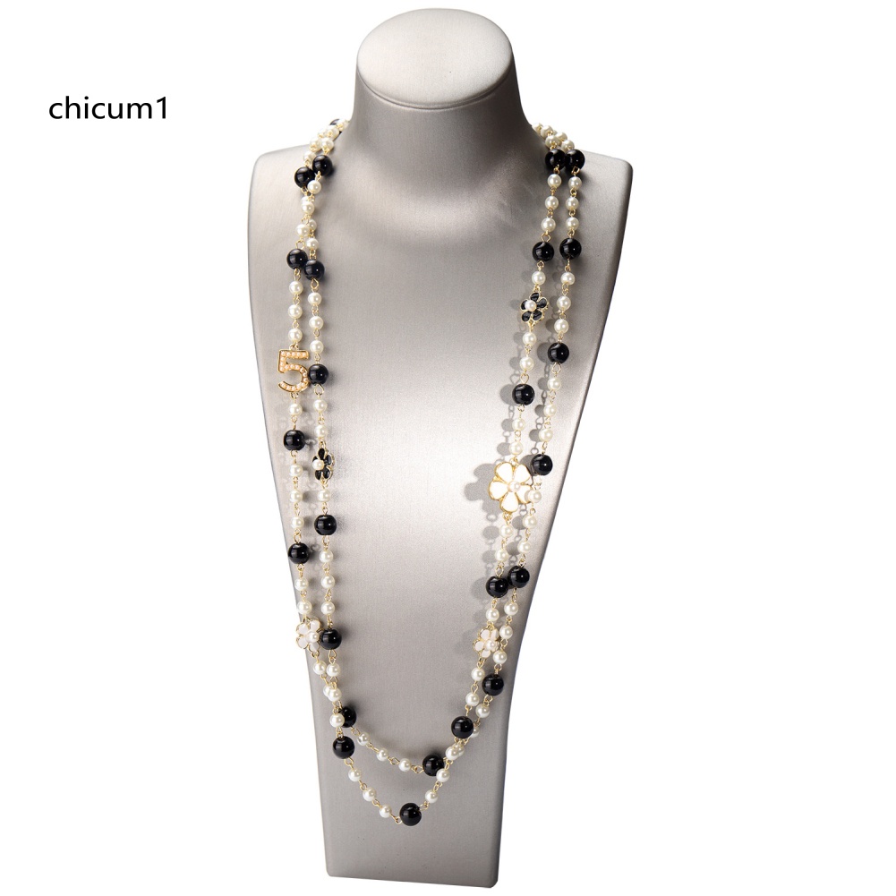 Vòng cổ Hai Lớp Mặt Số 5 Đính Ngọc Trai Nhân Tạo Thời Trang Dành Cho Nữ