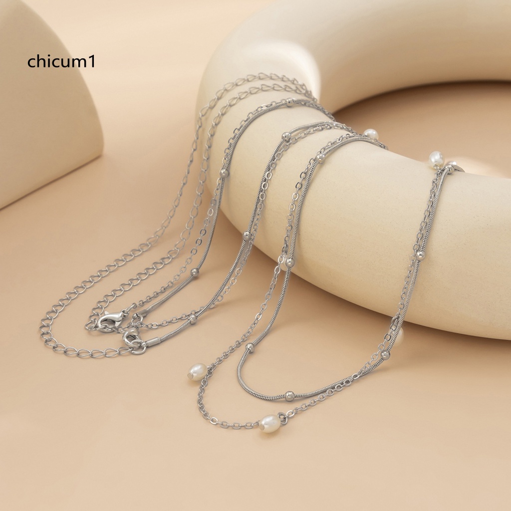 Set 2 Dây Xích Đeo Hông Hai Lớp Đính Ngọc Trai Nhân Tạo Có Thể Điều Chỉnh Cho Nữ