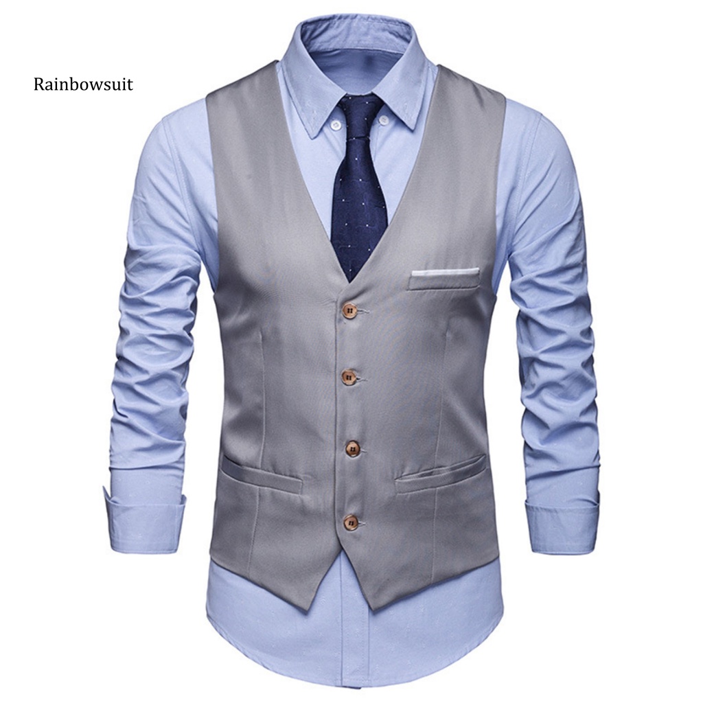 Áo Ghi Lê Màu Trơn Có Túi Tháo Rời Được Phong Cách Doanh Nhân Thời Trang Cho Nam