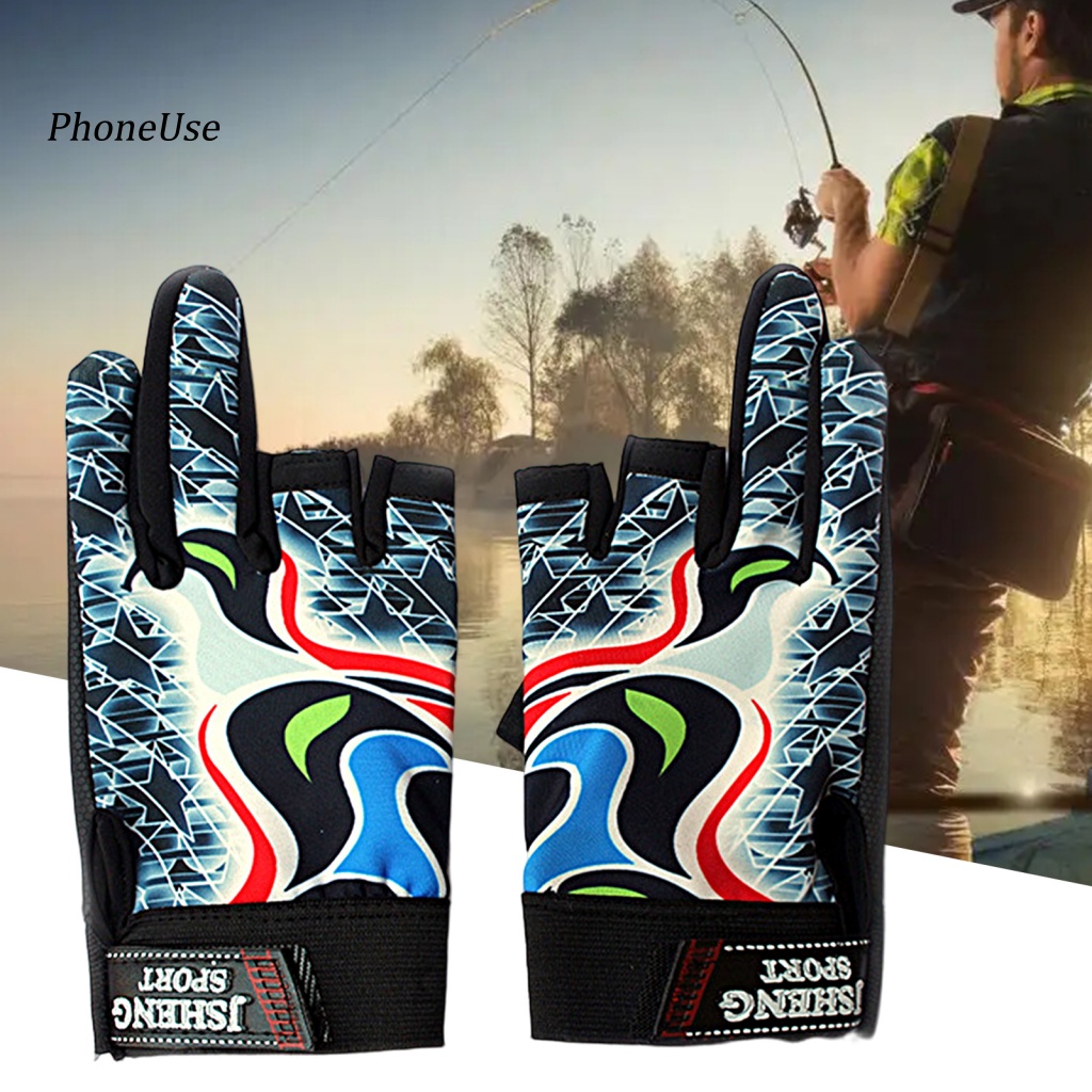 1 Cặp Găng Tay Da PU 3 Ngón Chống Trượt Có Thể Điều Chỉnh Dùng Khi Đi Câu Cá / Leo Núi / Săn Bắn