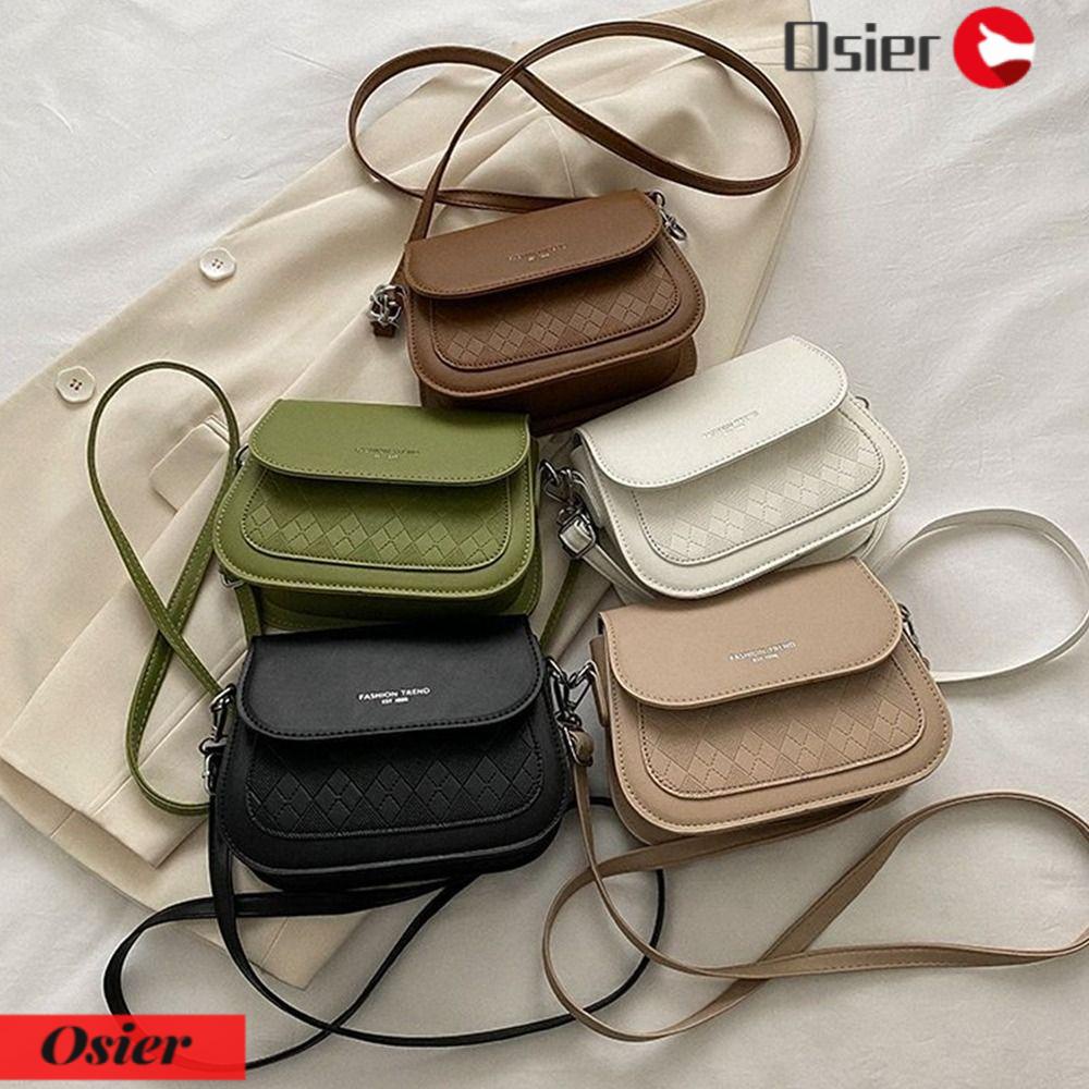 OSIER1 Túi Đeo Chéo Bằng Da PU Màu Trơn Thời Trang Cho Nữ