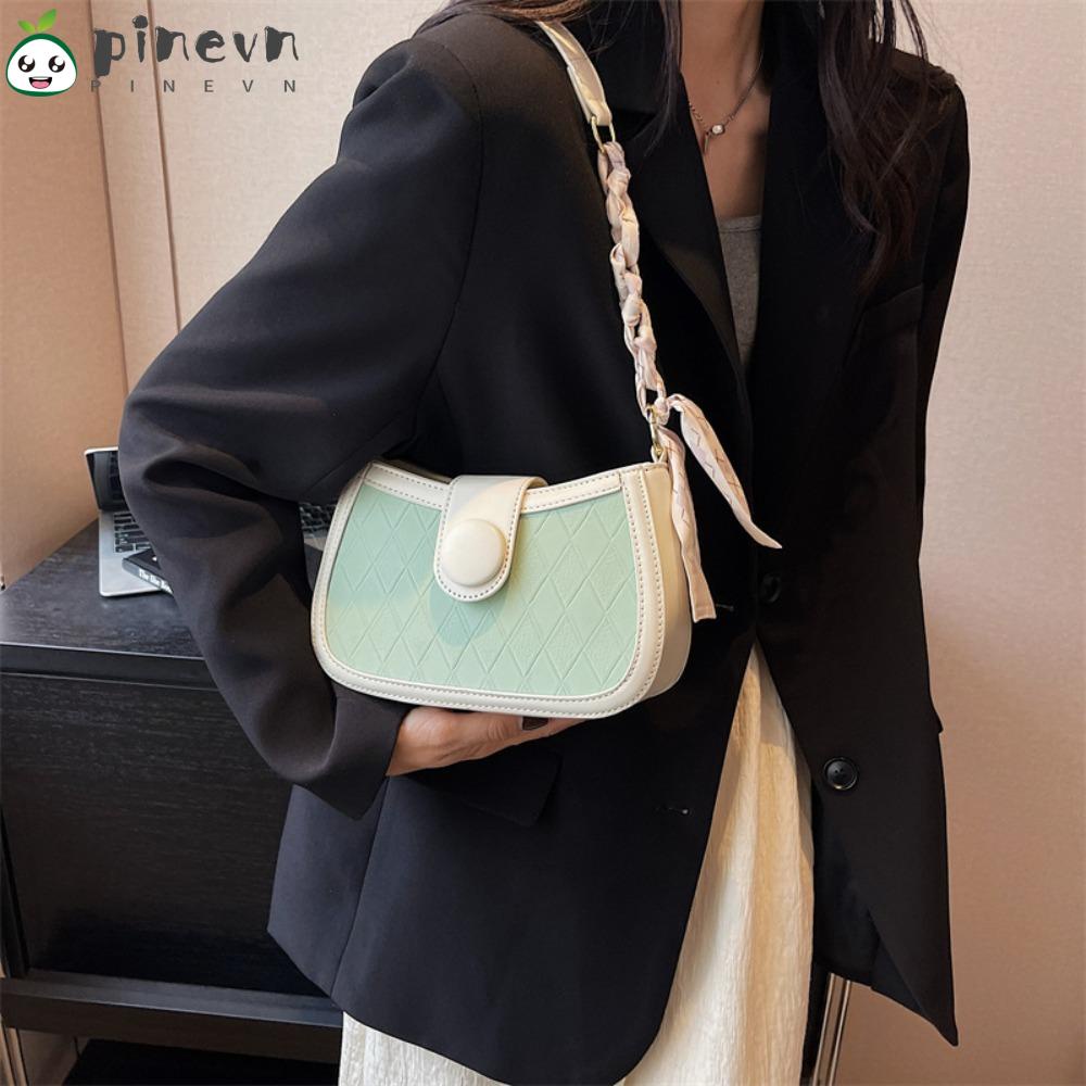 PINEVN Túi Đeo Vai / Kẹp Nách Màu Trơn Họa Tiết Kẻ Sọc / Mặt Trăng Phong Cách Cổ Điển Thời Trang Cho Nữ