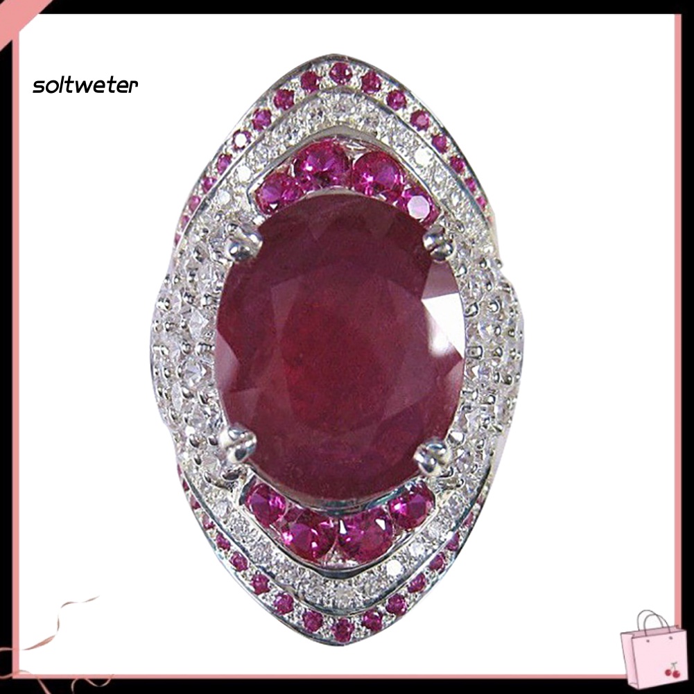 Nhẫn Đính Hôn Đính Đá Ruby Lấp Lánh Dành Cho Nữ