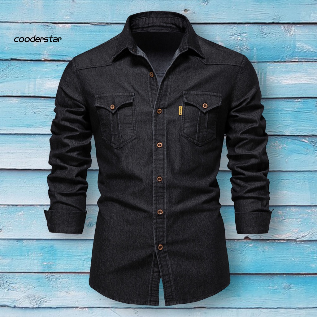 Áo Sơ Mi Denim Nhiều Túi Màu Sắc Thời Trang Xuân Hè Cho Nam