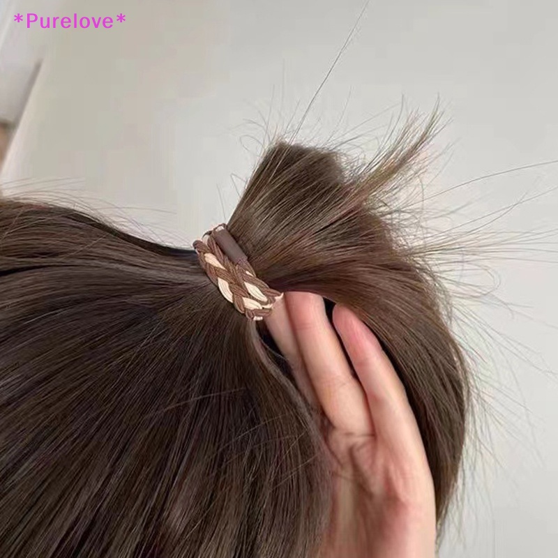 Set 5 Dây Buộc Tóc Cao Su Màu Cà Phê Sữa Xinh Xắn Cho Nữ Mới