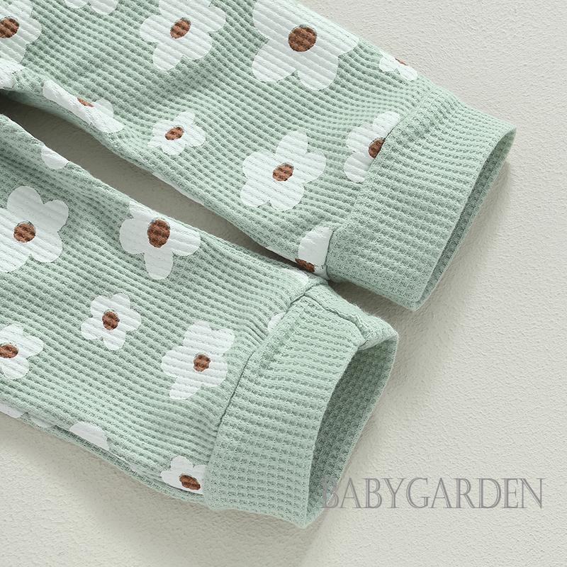 Set Áo Thun Tay Dài &amp; Quần Dài In Hoa Cho Bé Gái Sơ Sinh Từ 0-24 Tháng Tuổi