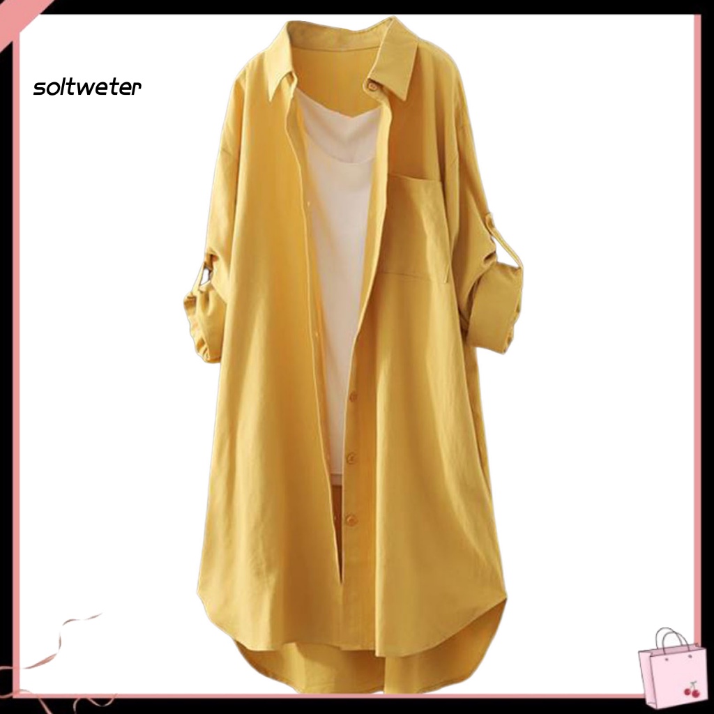 Áo Sơ Mi Tay Dài Cổ Bẻ Màu Sắc Thời Trang Cho Nữ