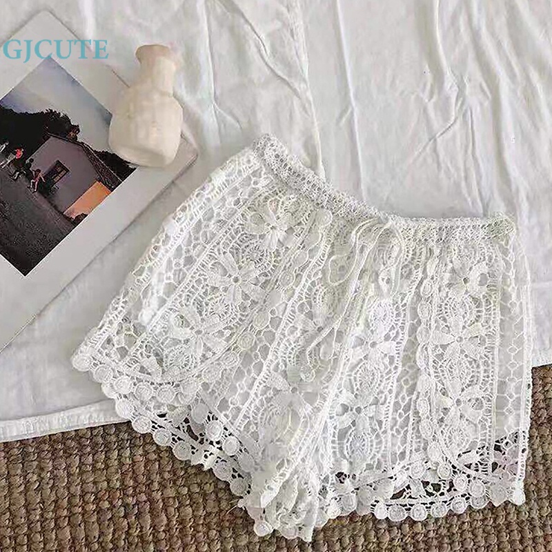 Quần Short Legging Dây Rút An Toàn Dáng Rộng In Hoa Cắt Móc Kiểu Bohemia Dễ Thương WTD