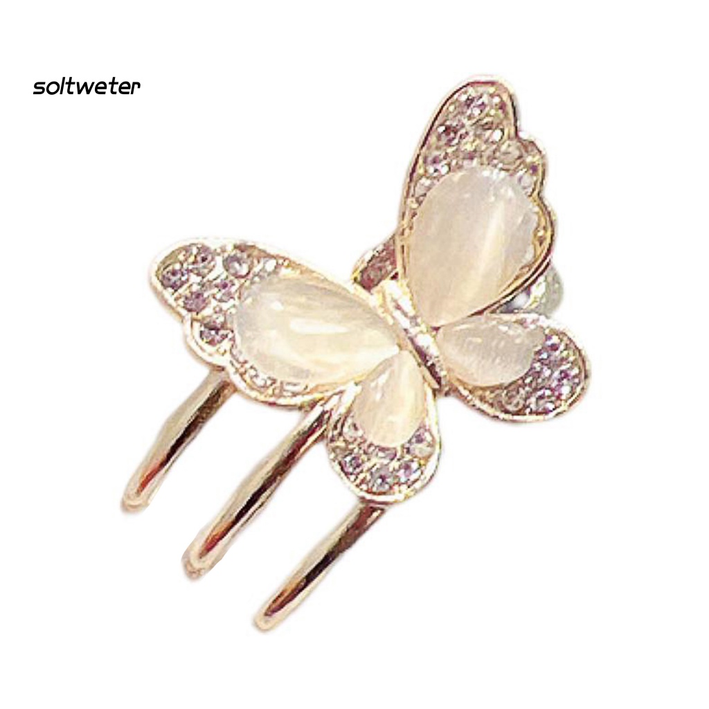 Kẹp Tóc Càng Cua Hình Hoa / Bướm Đính Đá Opal Mini Chống Trượt Tạo Kiểu Tóc Thời Trang Cho Nữ