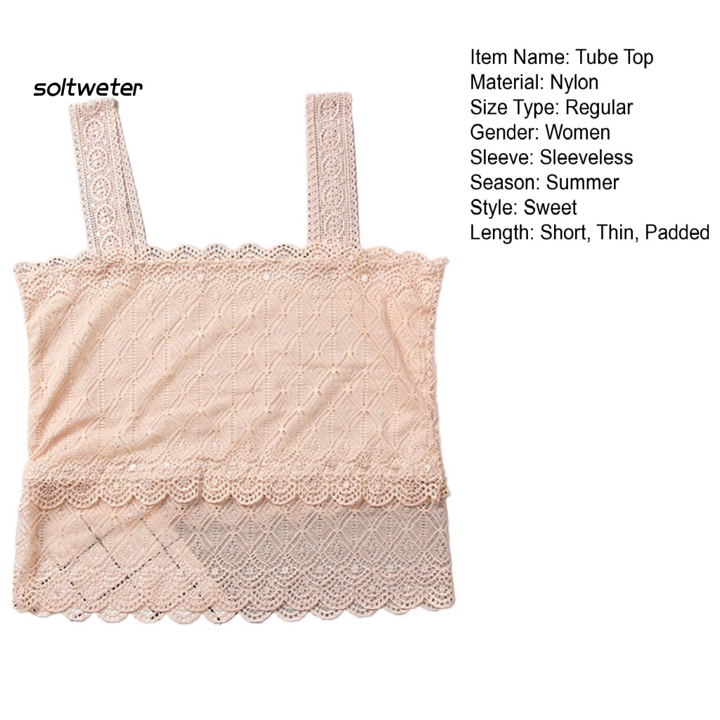 Áo Lót Ren Không Tay Có Mút Đệm Ngực Màu Sắc Đơn Giản Thoải Mái Dành Cho Nữ