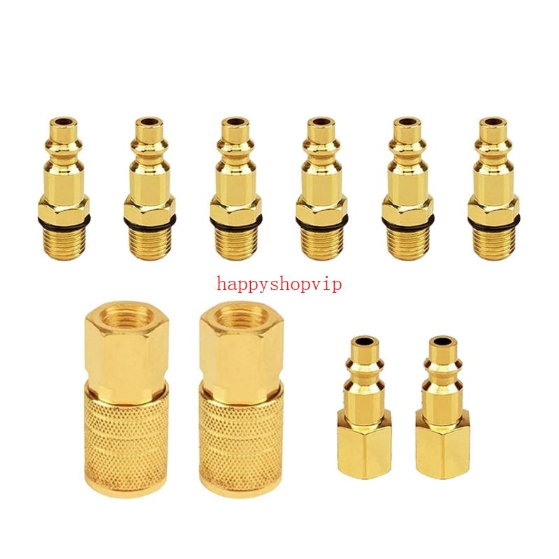 Set 10 Đầu Nối Nhanh Không Khí Bằng Đồng Thau Cứng Nặng 1 4 NPT
