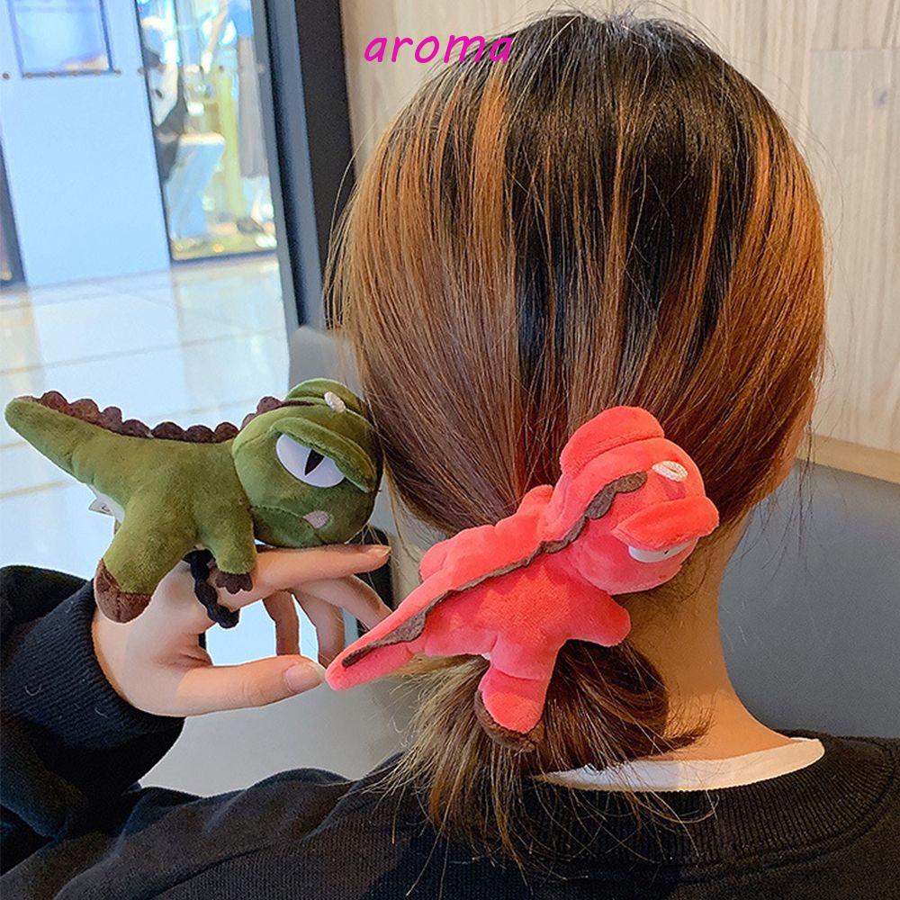AROMA Dây Cột Tóc Hình Khủng Long 3D Thời Trang Giá Đỡ