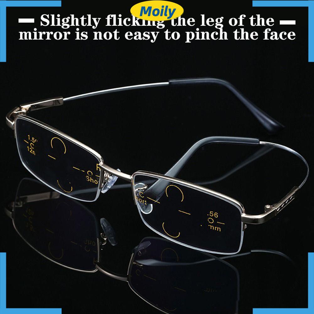 MOILYVN Mắt Kính Đọc Sách Gọng Vuông Bằng Kim Loại Titan Chống Ánh Sáng Xanh Đa Năng Nhỏ Gọn Dành Cho Văn Phòng