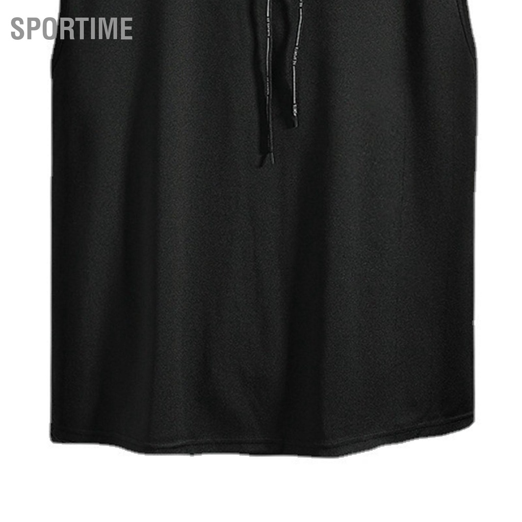 Sportime Áo hoodie nam không tay tập thể dục Vest Top Polyester thân thiện với da Màu rắn