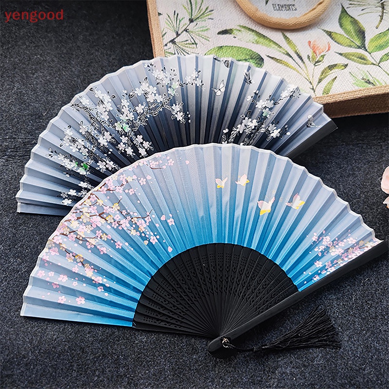 Quạt Xếp Cầm Tay Bằng Lụa Họa Tiết Trung Hoa Cổ Điển Dùng Trang Trí Nhà Cửa