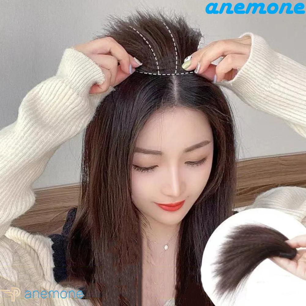 ANEMONE Tóc Giả Kẹp Trên Đầu Bằng Sợi Tổng Hợp Màu Đen Chất Lượng Cao Cho Nữ