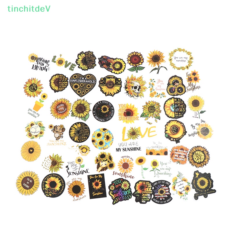 Bộ 50 Miếng Dán Hình Hoa Hướng Dương Chống Thấm Nước Trang Trí Tủ Lạnh / Xe Hơi / Laptop / Xe Máy DIY