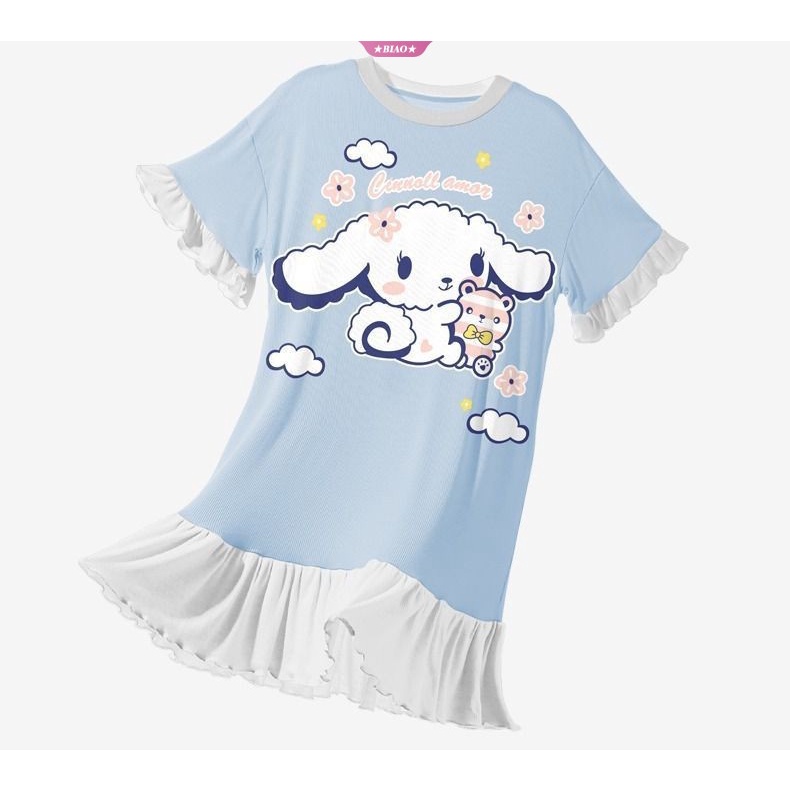 Đầm Ngủ In Hoạt Hình Cinnamoroll Kuromi Dễ Thương Thời Trang Mùa Hè Cho Bé Gái