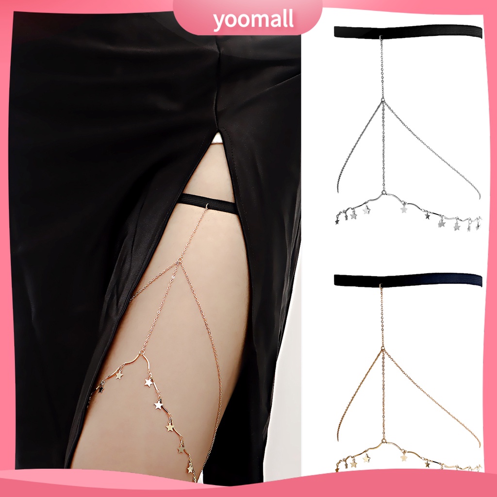 [YM] Dây Xích Cơ Thể Nhiều Lớp Tua Rua Bắt Mắt Hình Học Có Thể Điều Chỉnh Trang Trí Đầm Quyến Rũ Cho Nữ Dây Xích Đeo Đùi Dùng Đi Biển Tiện Dụng