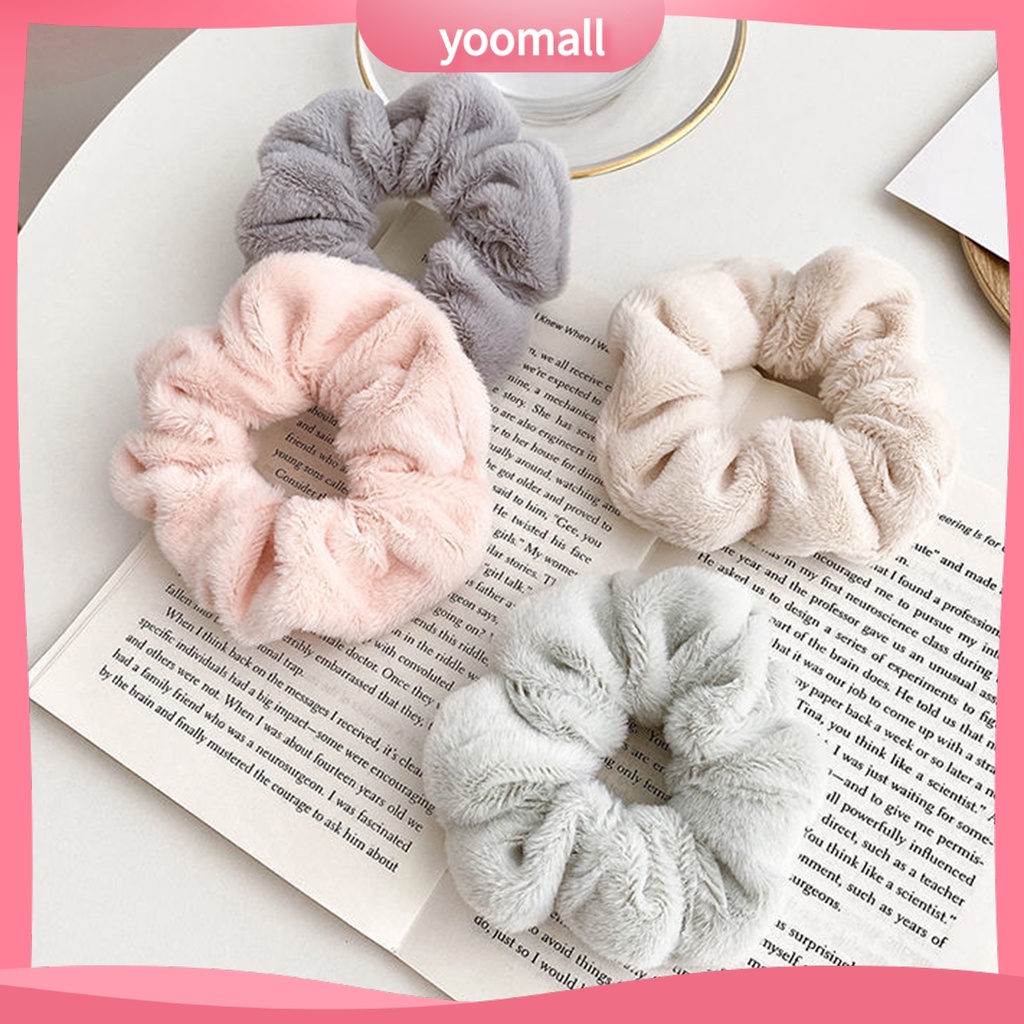 Dây Cột Tóc Màu Trơn Mềm Mại Giữ Ấm Mùa Đông Cho Nữ