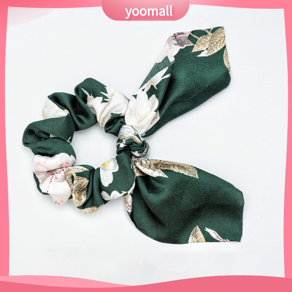 Dây Buộc Tóc Vải Satin Mềm Mịn In Họa Tiết Hoa Xinh Xắn