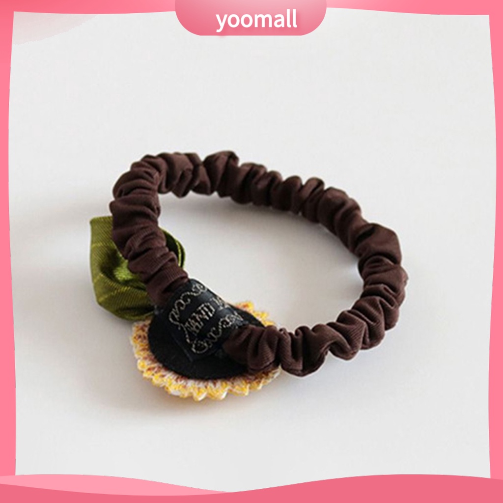 Dây Cột Tóc Đuôi Ngựa Co Giãn Đính Hoa Hướng Dương Xinh Xắn