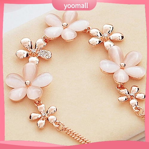 Vòng cổ Mạ Vàng Mặt Hoa Đính Đá Opal Thời Trang Cho Nữ