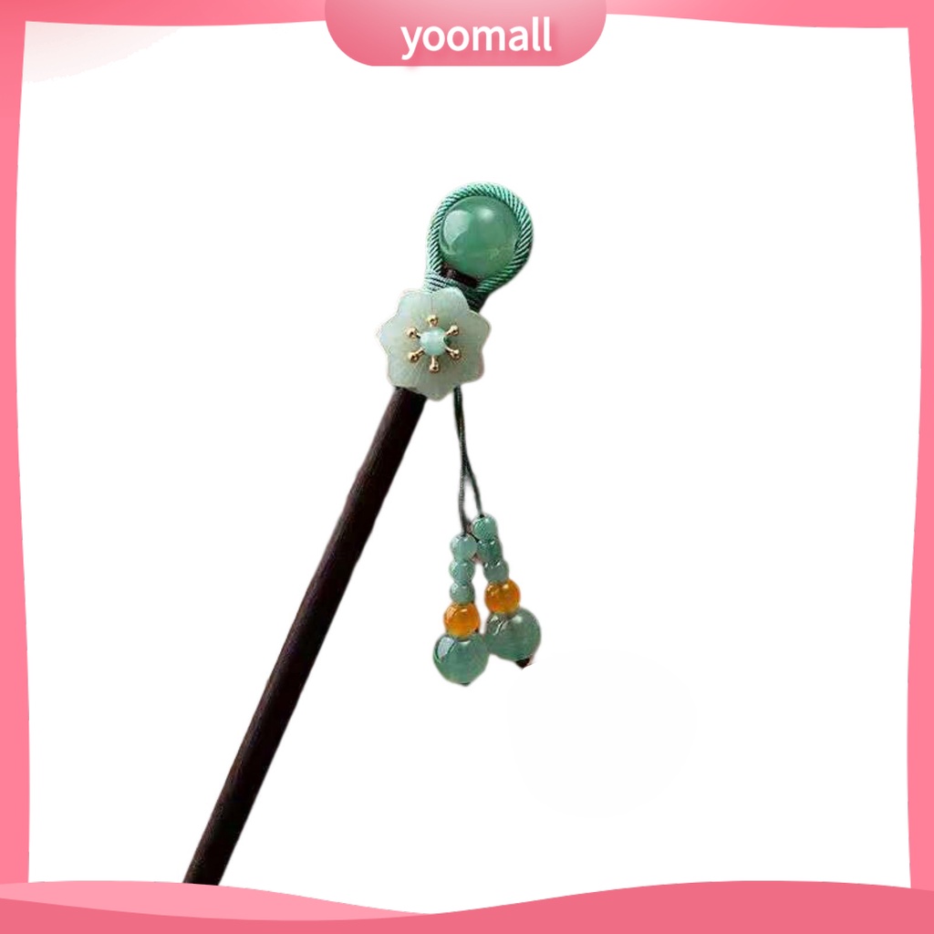 Trâm Cài Tóc Bằng Gỗ Đính Hạt Và Tua Rua Phong Cách Trung Hoa Cổ Điển Cho Nữ