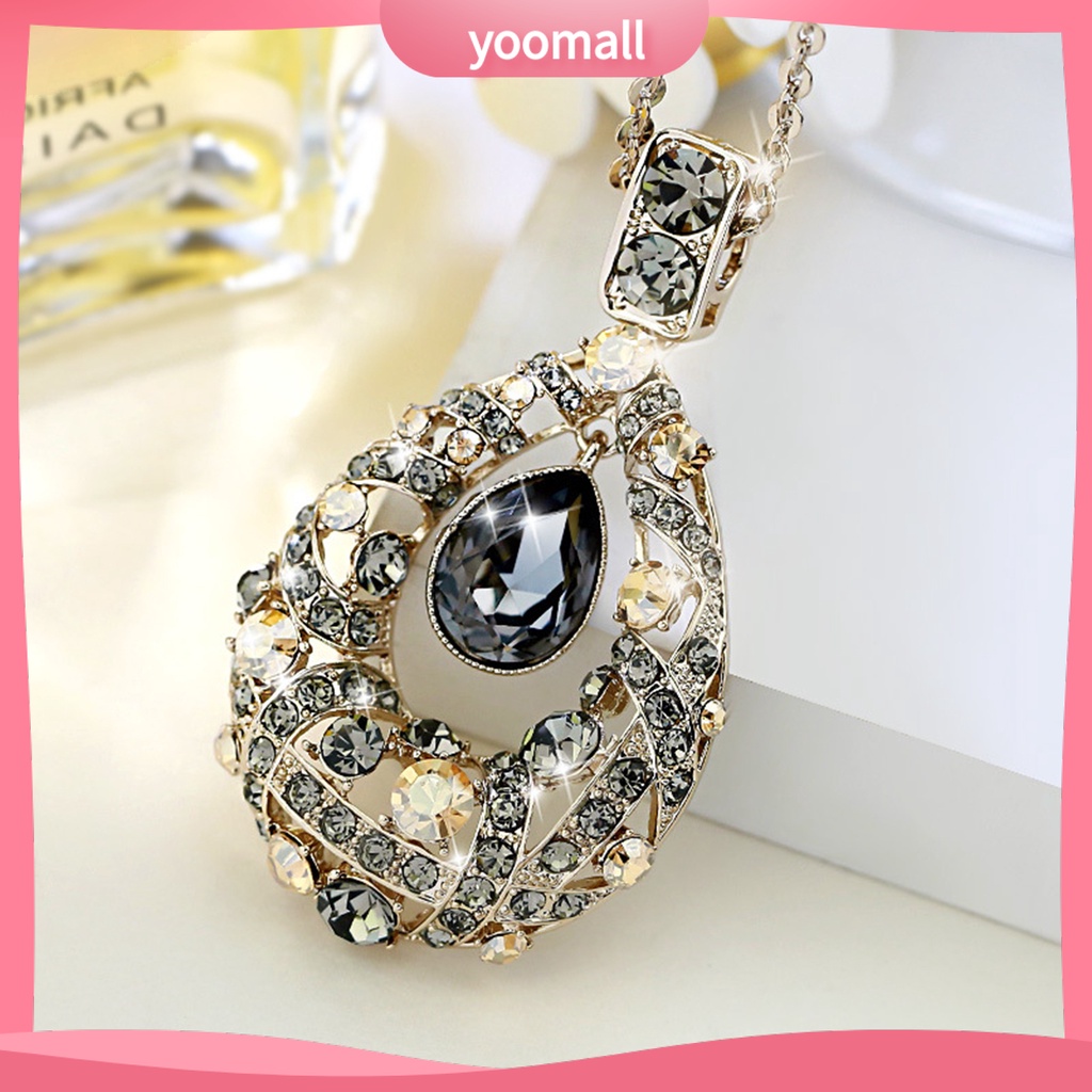 Vòng cổ Dáng Dài Đính Đá Hình Giọt Nước Lấp Lánh Thời Trang