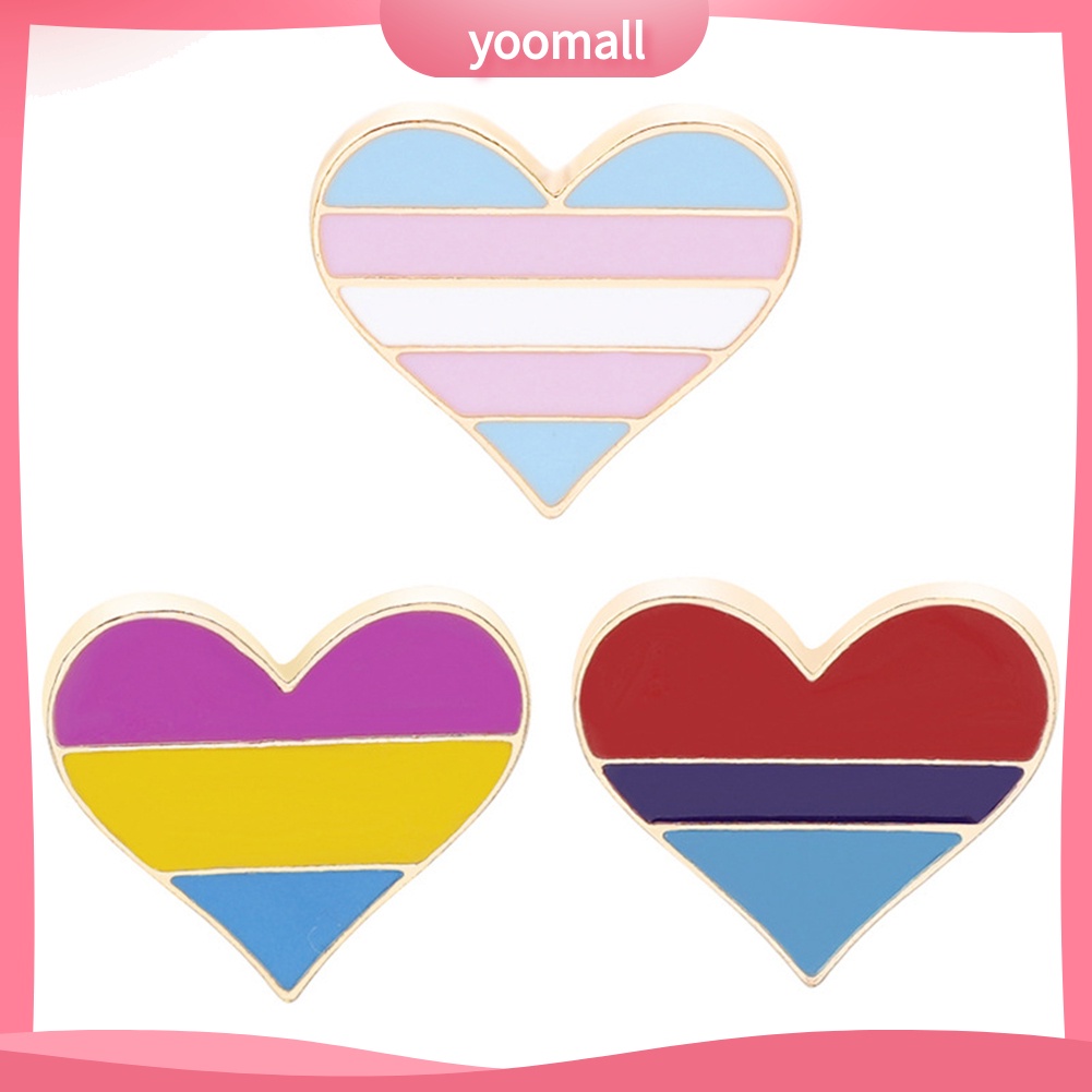 Ghim Cài Áo Hình Trái Tim Màu Cầu Vồng Dễ Thương