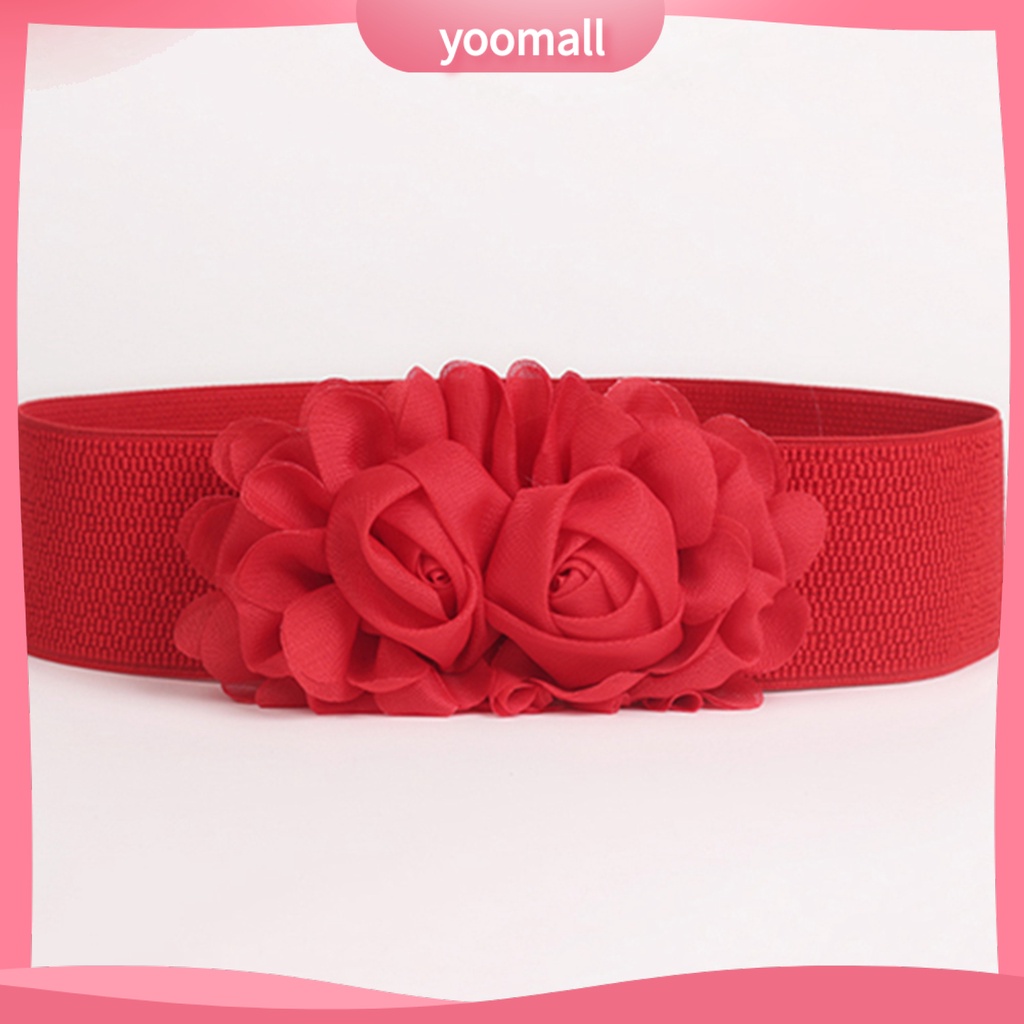 Thắt Lưng Vải Bản Rộng Co Giãn Họa Tiết Hoa Hai Lớp Cho Tiệc Tùng