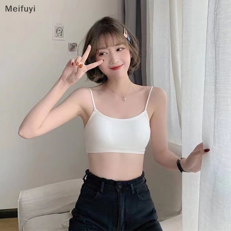 [Meifuyi] Women Camisole With Breast Pad Summer Solid Color Sexy Sleeveless Backless Slim Top COD