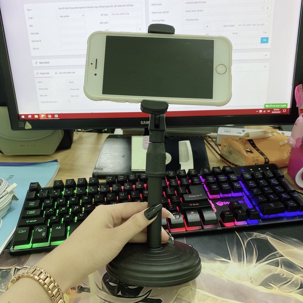 Giá Đỡ Điện Thoại Để Bàn, Quay TikTok, Giá Đỡ Livestream, Xem Video xoay 360 độ L08 -nguyenba egrhytkuyloi
