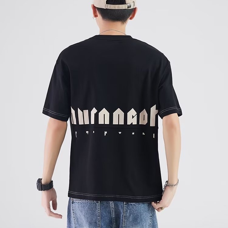 夏季短袖t恤男夏季纯棉美式日系潮牌ins男生宽松圆领半袖