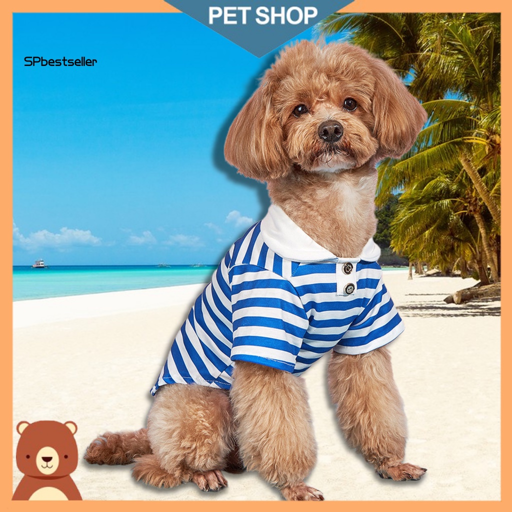 Áo Họa Tiết Sọc Mỏng Màu Xanh Navy Thoải Mái Thời Trang Mùa Hè Cho Thú Cưng
