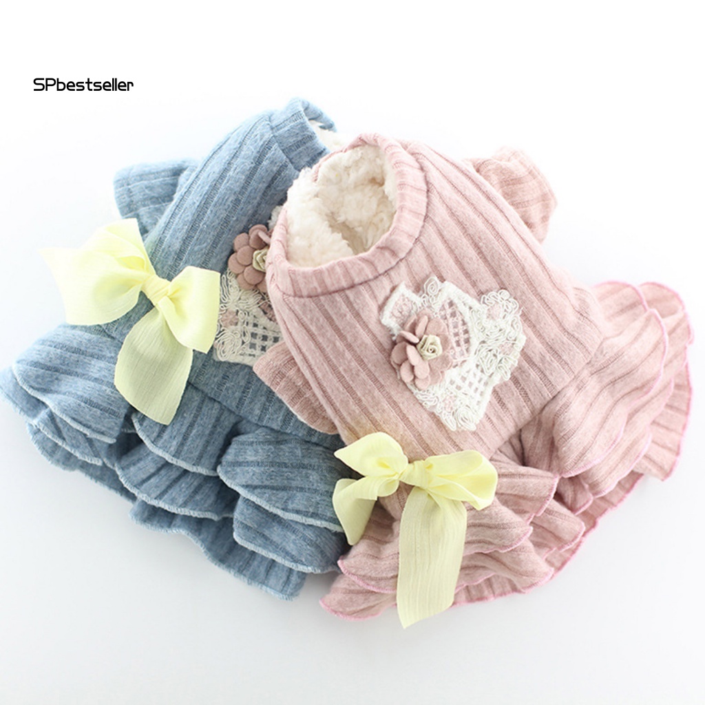 Chân Váy Dày Đính Nơ Thời Trang Mùa Đông Xinh Xắn Cho Thú Cưng