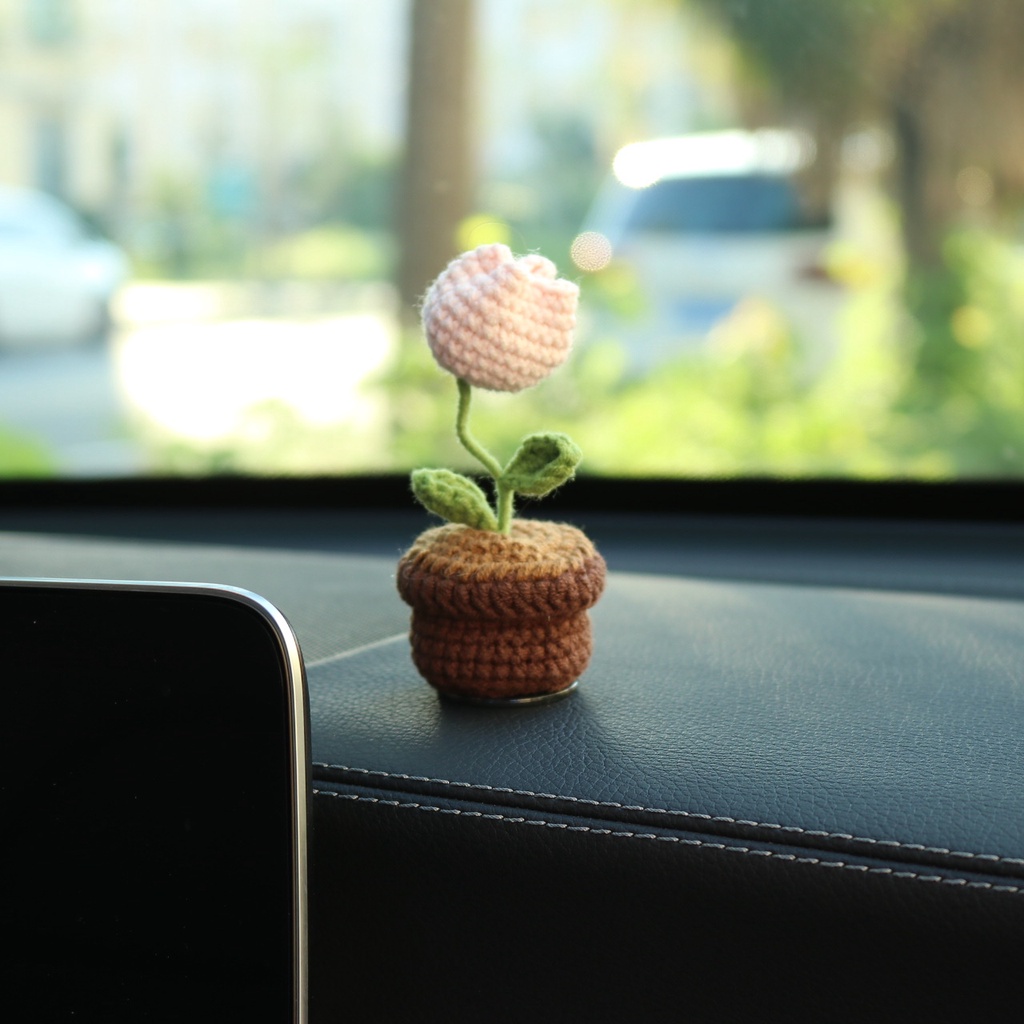 Hoa Tulip Đan Tay Thủ Công Hình Hoa Hướng Dương Trang Trí Xe Hơi