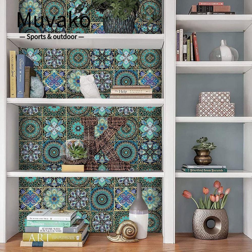 MUVAKO Bộ 20 Miếng Dán Tường Trang Trí Tự Dính Họa Tiết Mandala Phong Cách Bohemian 10CM * 10CM / 15CM * 15CM