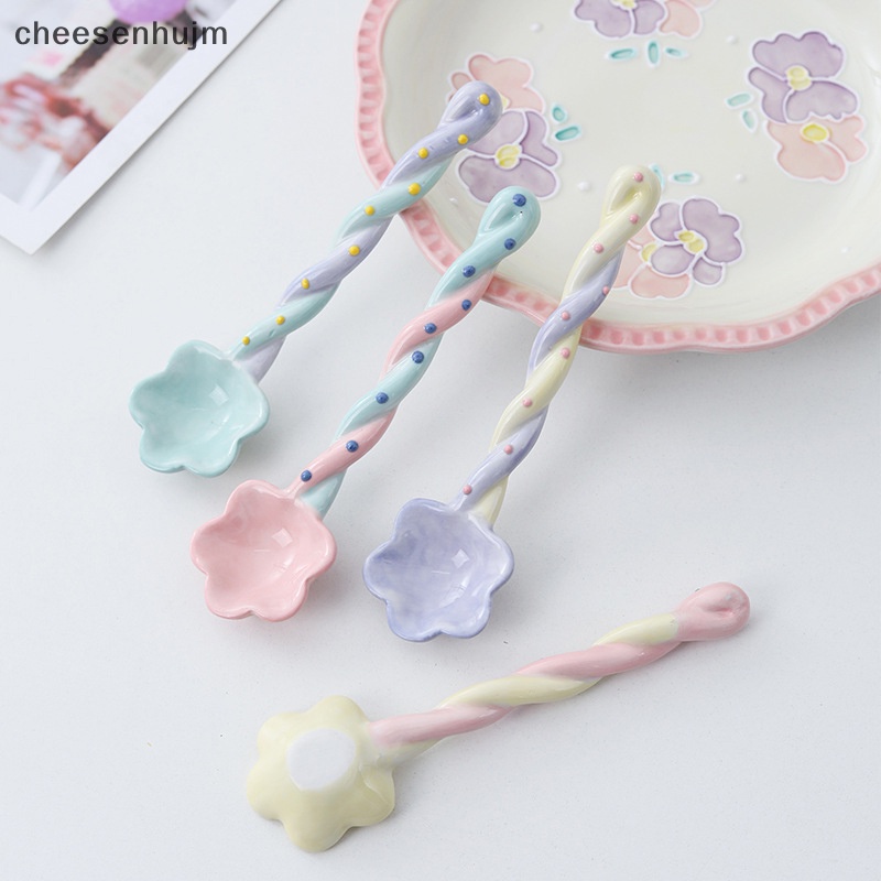 1 Muỗng Sứ Tay Cầm Dài Vẽ Hình Cây Kem Dễ Thương