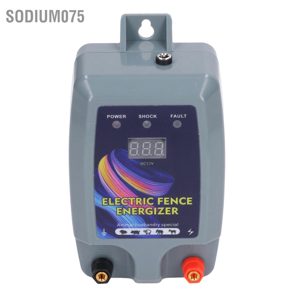 Sodium075 Hàng rào điện 5km Xung áp cao động vật mini Energizer cho Lợn Chó Cừu 100‑240V
