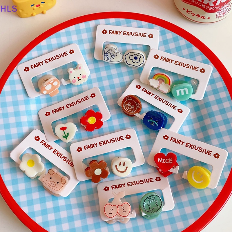 Bộ 2 Kẹp Tóc Mini Họa Tiết Trái Cherry / Động Vật / Hoa / Trái Cherry Dễ Thương Thời Trang Cho Nữ