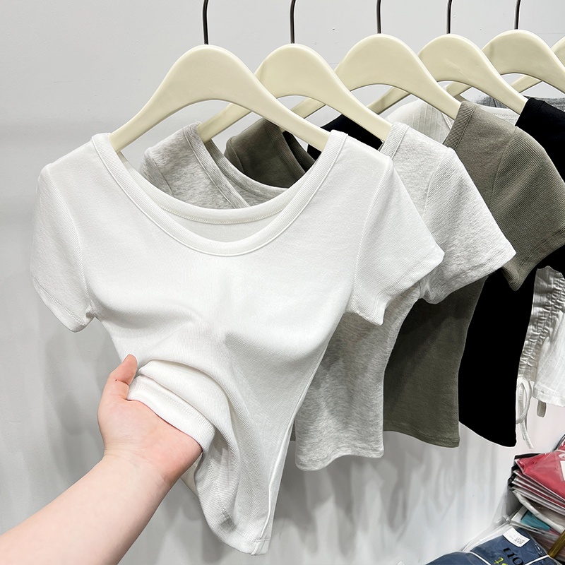 Áo Thun Nữ Ngắn Tay Cổ Chữ V Hở Vai Thời Trang